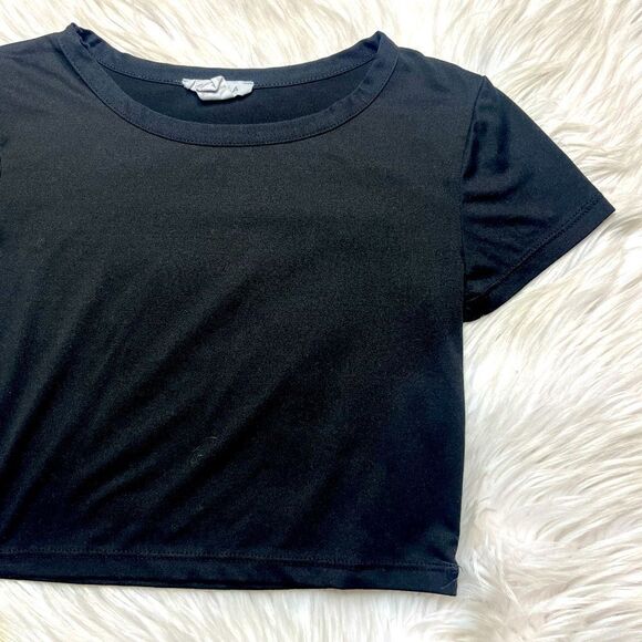 Capella Short Sleeve Crop Top Black Size Small - Picture 1 of 3